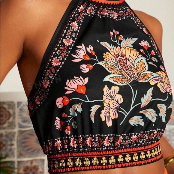 Women's Floral Print Halter Neck Vacation Camisole - Picture 4 of 4